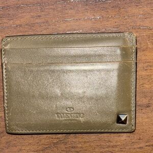 Valentino Khaki Olive Leather Card Holder